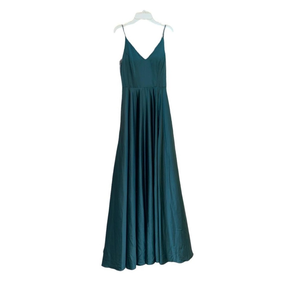 windsor emerald green satin maxi dress